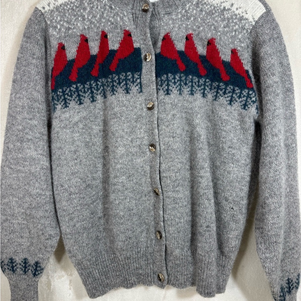 Vintage Women’s Orvis Red Cardinal Byrd Cardigan Wool Button Front  Sweater